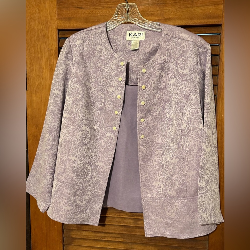 KARI NEW YORK Paisley Contemporary Light Summer Blazer w Removable Top Size 16